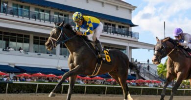 FIVEEYESONSKYSTARS  sorprende con 60 a 1 en el Mr. Jordan Handicap
