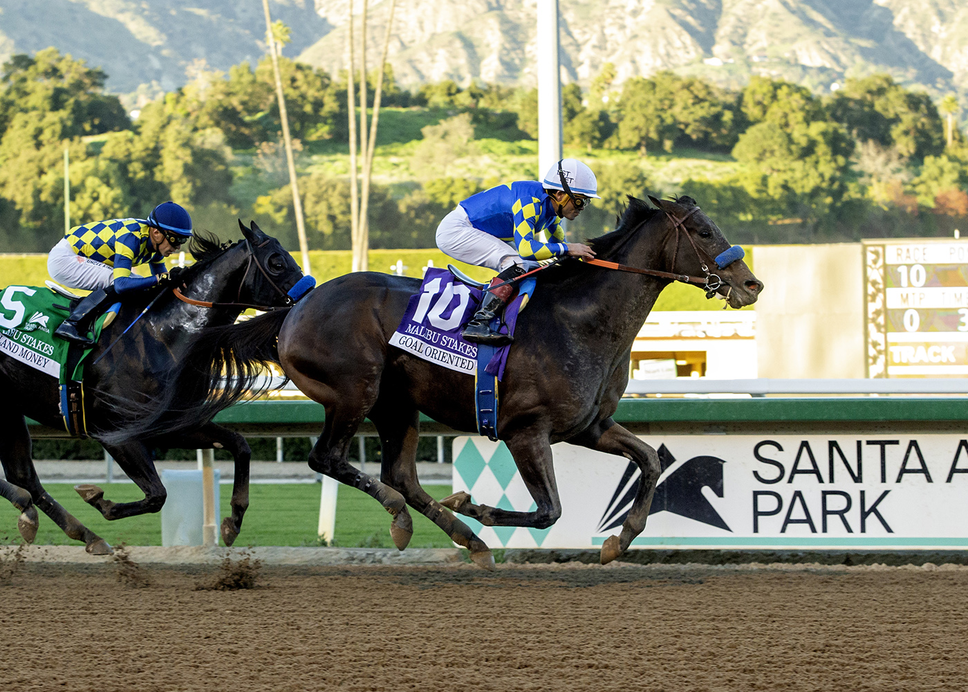 GOAL ORIENTED voló al final para ganar el Malibu Stakes